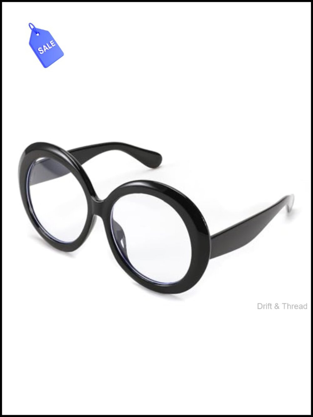 Oversized Blue Light Blocking Glasses Big Round Frame Clear Lens Eyewear